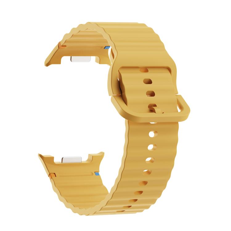 For Samsung Galaxy Watch8 40mm Speed Bezel and Wavy Grain Stitched Color Buckle Silicone Watch Band(Yellow Silver) - free shipping - PMC TechLife - Order now!