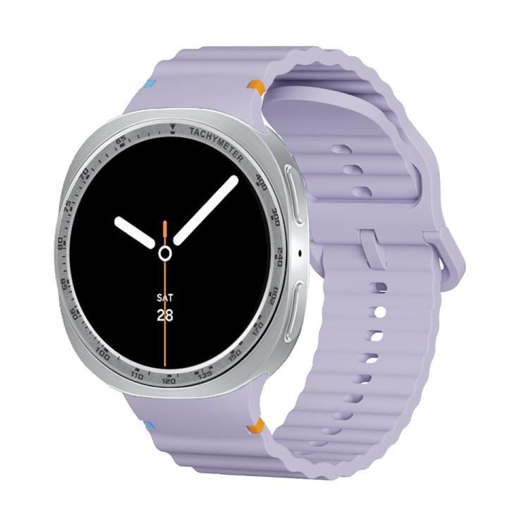 For Samsung Galaxy Watch8 40mm Speed Bezel and Wavy Grain Stitched Color Buckle Silicone Watch Band(Purple Silver) - free shipping - PMC TechLife - Order now!