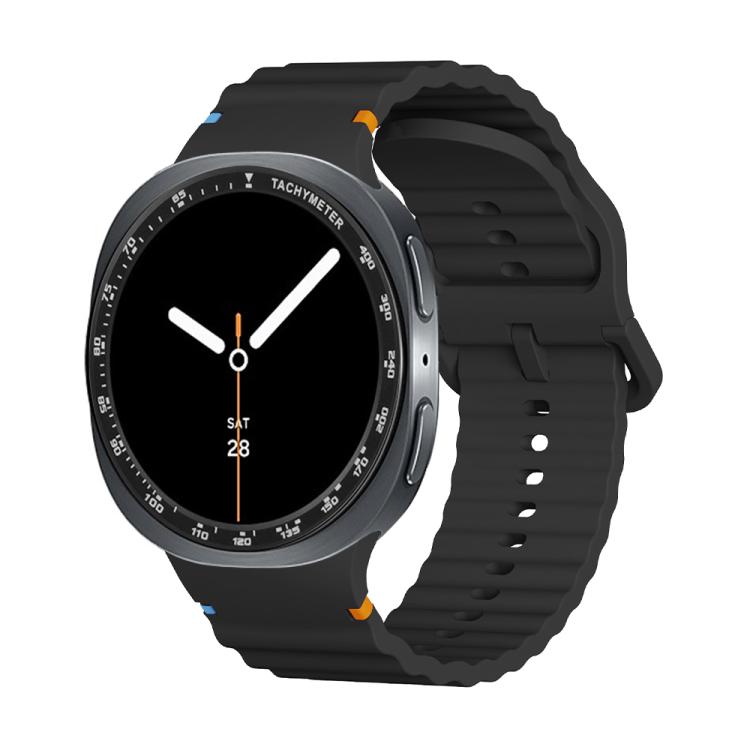 For Samsung Galaxy Watch8 40mm Speed Bezel and Wavy Grain Stitched Color Buckle Silicone Watch Band(Black Black) - free shipping - PMC TechLife - Order now!