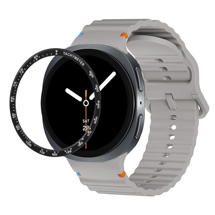 For Samsung Galaxy Watch8 40mm Speed Bezel and Wavy Grain Stitched Color Buckle Silicone Watch Band(Gray Black) - free shipping - PMC TechLife - Order now!