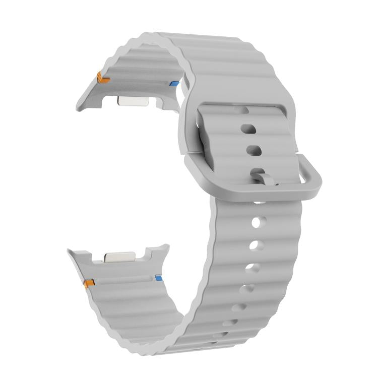 For Samsung Galaxy Watch8 40mm Speed Bezel and Wavy Grain Stitched Color Buckle Silicone Watch Band(Gray Black) - free shipping - PMC TechLife - Order now!