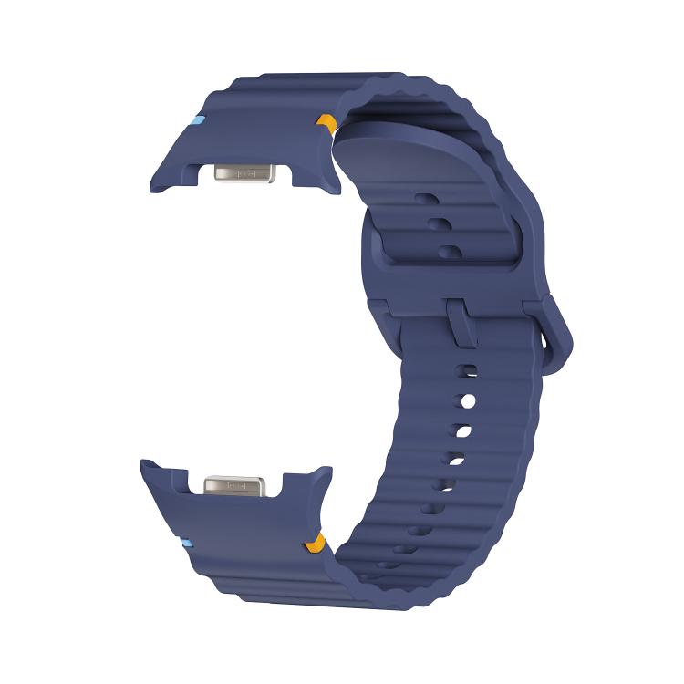 For Samsung Galaxy Watch8 40mm Speed Bezel and Wavy Grain Stitched Color Buckle Silicone Watch Band(Midnight Blue Black) - free shipping - PMC TechLife - Order now!
