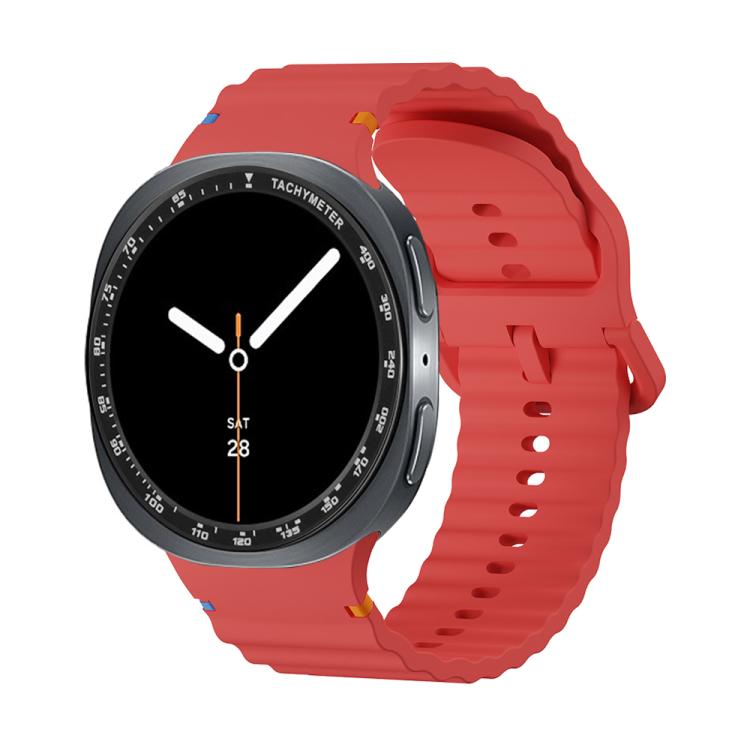 For Samsung Galaxy Watch8 40mm Speed Bezel and Wavy Grain Stitched Color Buckle Silicone Watch Band(Red Black) - free shipping - PMC TechLife - Order now!