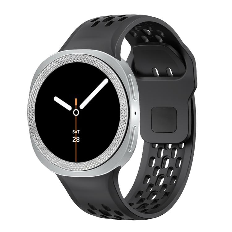 For Samsung Galaxy Watch8 44mm Rhombic Texture Bezel and Black Reverse Buckle Silicone Watch Band(Black Silver) - free shipping - PMC TechLife - Order now!