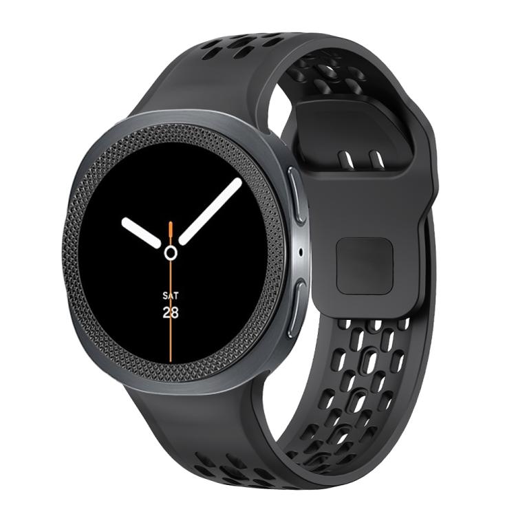 For Samsung Galaxy Watch8 44mm Rhombic Texture Bezel and Black Reverse Buckle Silicone Watch Band(Black Black) - free shipping - PMC TechLife - Order now!
