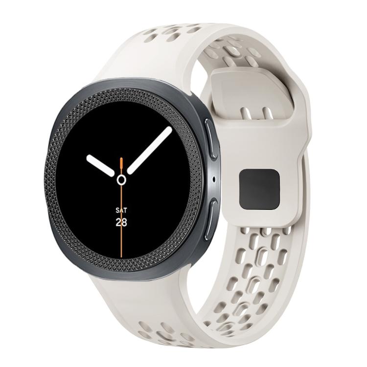 For Samsung Galaxy Watch8 44mm Rhombic Texture Bezel and Black Reverse Buckle Silicone Watch Band(Beige Black) - free shipping - PMC TechLife - Order now!