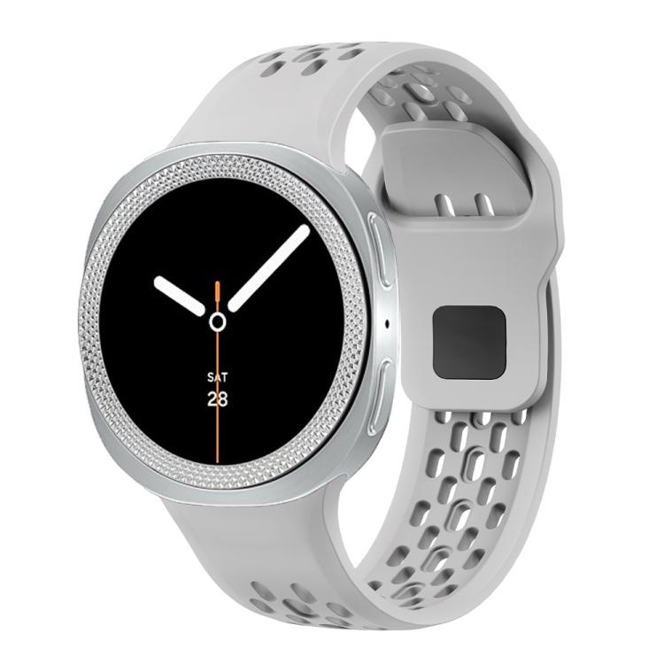 For Samsung Galaxy Watch8 40mm Rhombic Texture Bezel and Black Reverse Buckle Silicone Watch Band(Gray Silver) - free shipping - PMC TechLife - Order now!