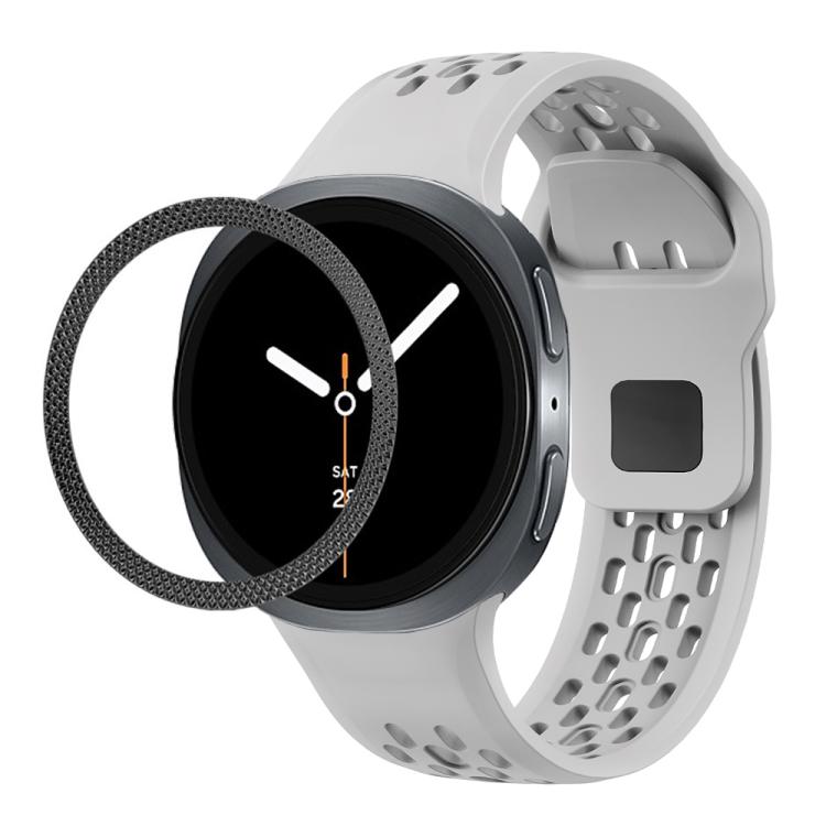 For Samsung Galaxy Watch8 40mm Rhombic Texture Bezel and Black Reverse Buckle Silicone Watch Band(Gray Black) - free shipping - PMC TechLife - Order now!