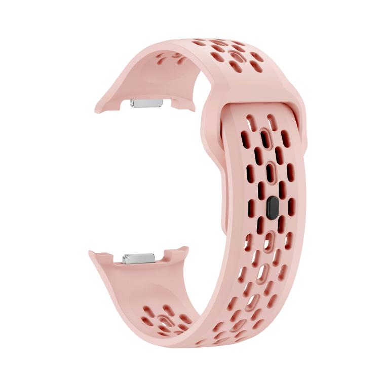 For Samsung Galaxy Watch8 44mm Diamond Bezel and Black Reverse Buckle Silicone Watch Band(Pink Silver) - free shipping - PMC TechLife - Order now!