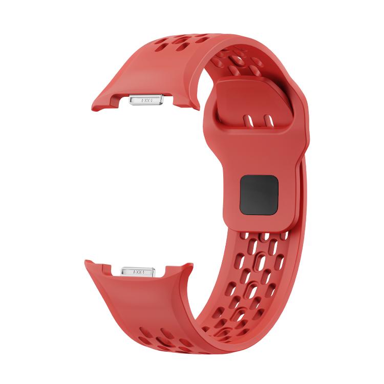 For Samsung Galaxy Watch8 44mm Diamond Bezel and Black Reverse Buckle Silicone Watch Band(Red Silver) - free shipping - PMC TechLife - Order now!