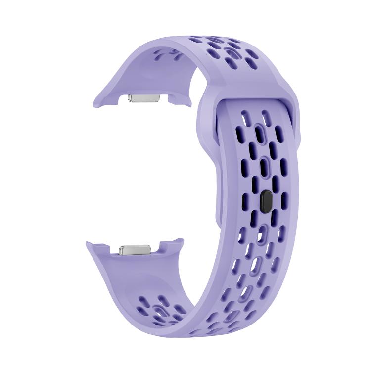For Samsung Galaxy Watch8 44mm Diamond Bezel and Black Reverse Buckle Silicone Watch Band(Purple Silver) - free shipping - PMC TechLife - Order now!