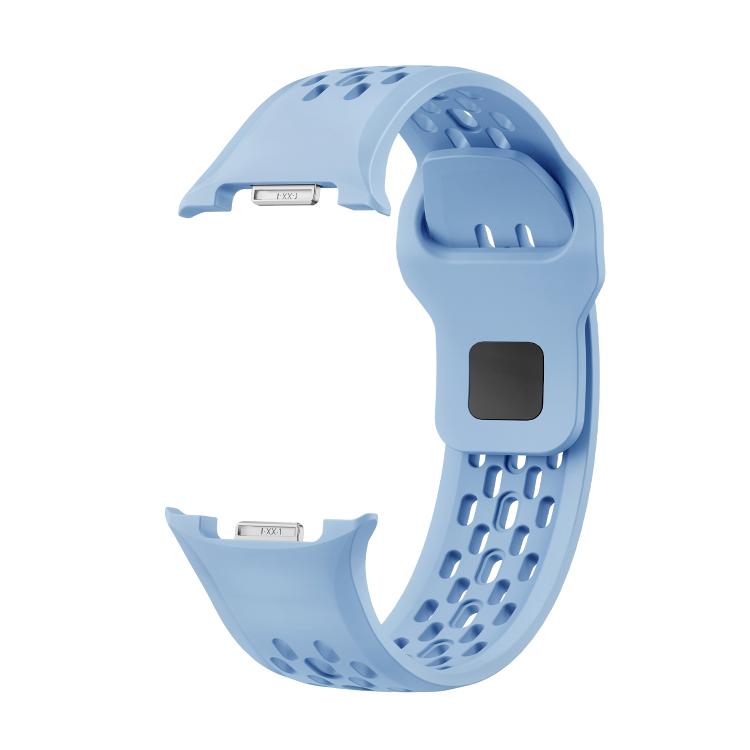 For Samsung Galaxy Watch8 44mm Diamond Bezel and Black Reverse Buckle Silicone Watch Band(Light Blue Silver) - free shipping - PMC TechLife - Order now!