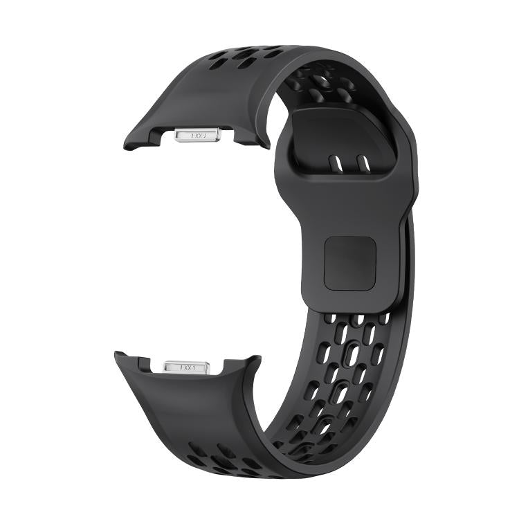 For Samsung Galaxy Watch8 44mm Diamond Bezel and Black Reverse Buckle Silicone Watch Band(Black Black) - free shipping - PMC TechLife - Order now!