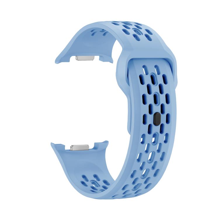For Samsung Galaxy Watch8 40mm Diamond Bezel and Black Reverse Buckle Silicone Watch Band(Light Blue Silver) - free shipping - PMC TechLife - Order now!