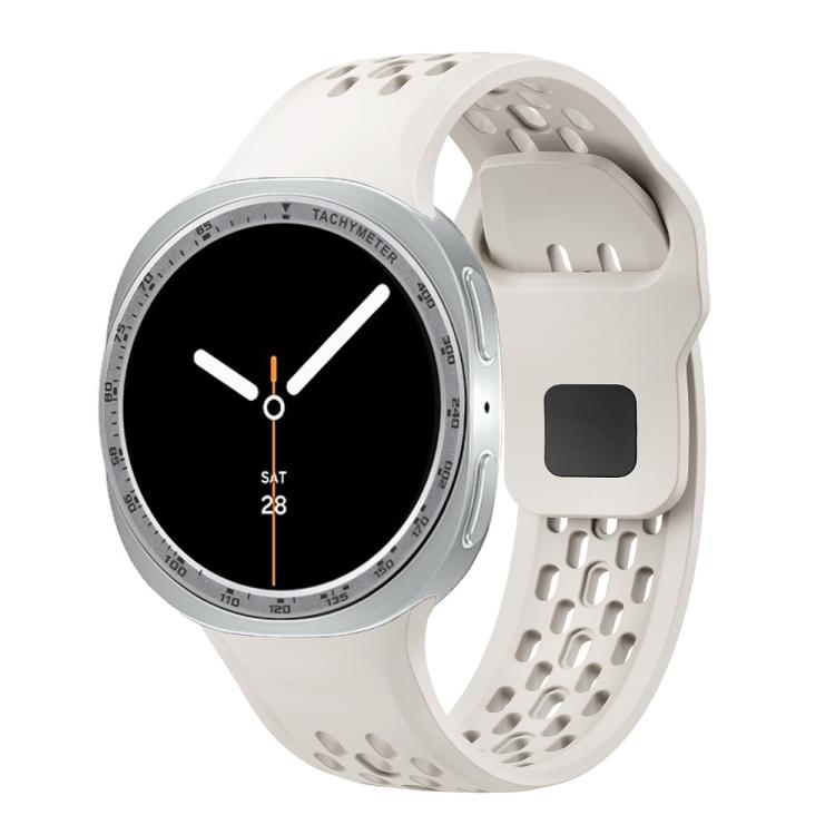 For Samsung Galaxy Watch8 44mm Speed Bezel and Black Reverse Buckle Silicone Watch Band(Beige Silver) - free shipping - PMC TechLife - Order now!