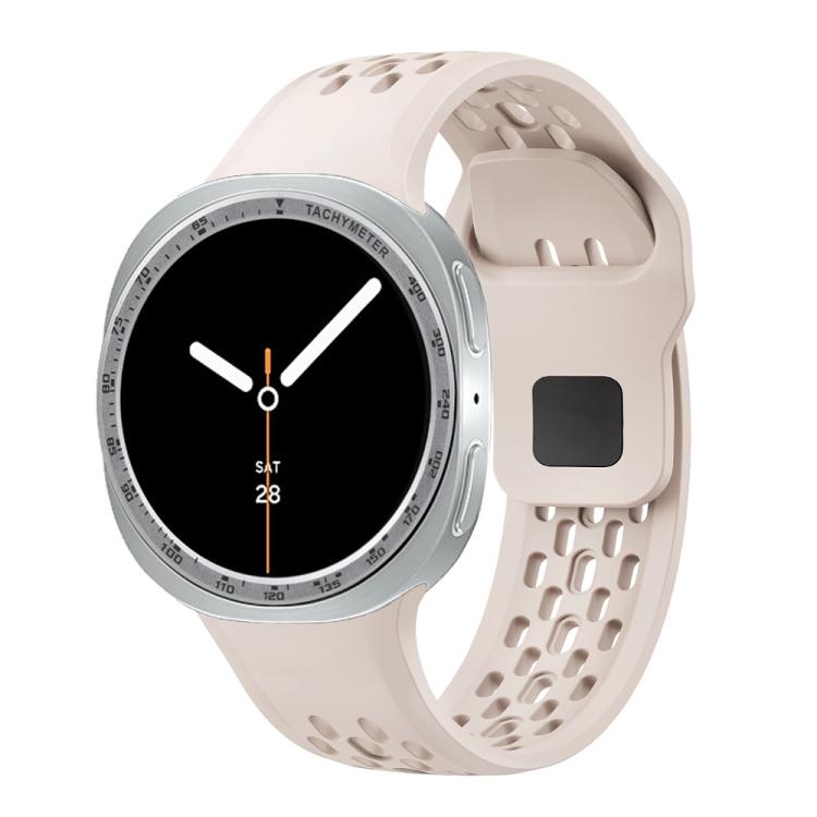 For Samsung Galaxy Watch8 44mm Speed Bezel and Black Reverse Buckle Silicone Watch Band(Starlight Silver) - free shipping - PMC TechLife - Order now!