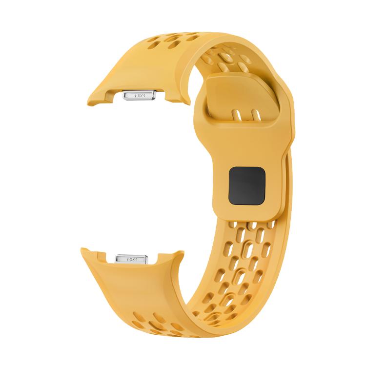 For Samsung Galaxy Watch8 44mm Speed Bezel and Black Reverse Buckle Silicone Watch Band(Yellow Silver) - free shipping - PMC TechLife - Order now!