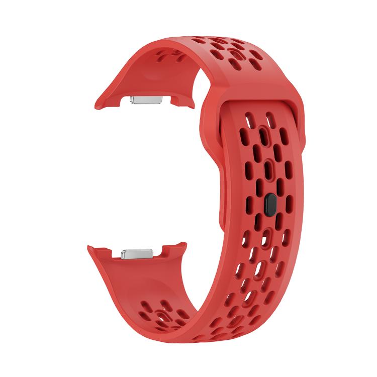For Samsung Galaxy Watch8 44mm Speed Bezel and Black Reverse Buckle Silicone Watch Band(Red Silver) - free shipping - PMC TechLife - Order now!