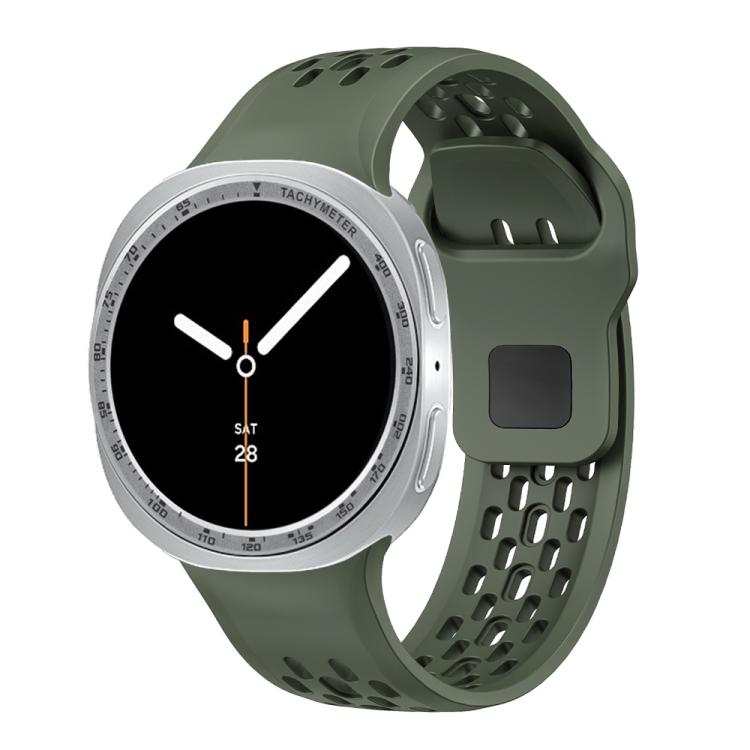 For Samsung Galaxy Watch8 44mm Speed Bezel and Black Reverse Buckle Silicone Watch Band(Army Green Silver) - free shipping - PMC TechLife - Order now!