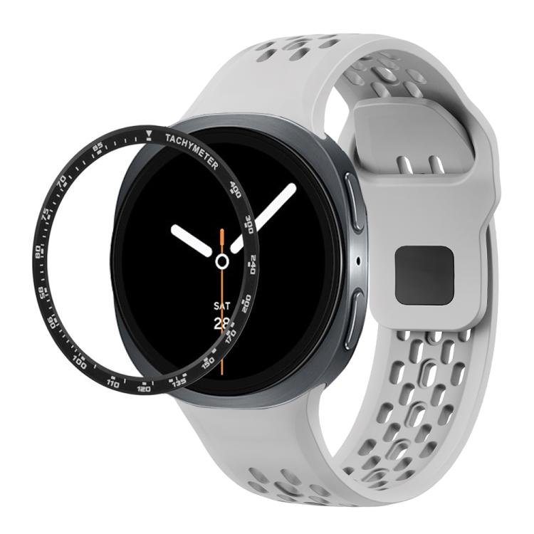 For Samsung Galaxy Watch8 44mm Speed Bezel and Black Reverse Buckle Silicone Watch Band(Gray Black) - free shipping - PMC TechLife - Order now!