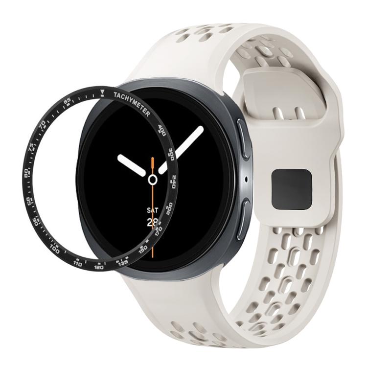 For Samsung Galaxy Watch8 44mm Speed Bezel and Black Reverse Buckle Silicone Watch Band(Beige Black) - free shipping - PMC TechLife - Order now!