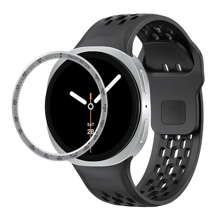 For Samsung Galaxy Watch8 40mm Speed Bezel and Black Reverse Buckle Silicone Watch Band(Black Silver) - free shipping - PMC TechLife - Order now!