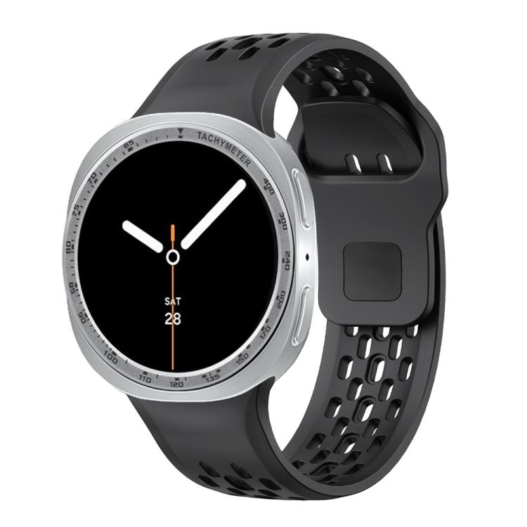 For Samsung Galaxy Watch8 40mm Speed Bezel and Black Reverse Buckle Silicone Watch Band(Black Silver) - free shipping - PMC TechLife - Order now!