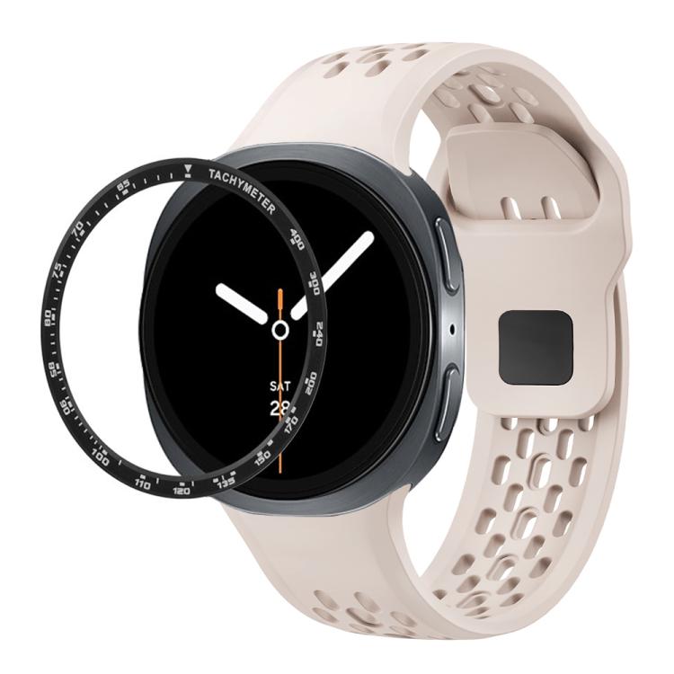 For Samsung Galaxy Watch8 40mm Speed Bezel and Black Reverse Buckle Silicone Watch Band(Starlight Black) - free shipping - PMC TechLife - Order now!