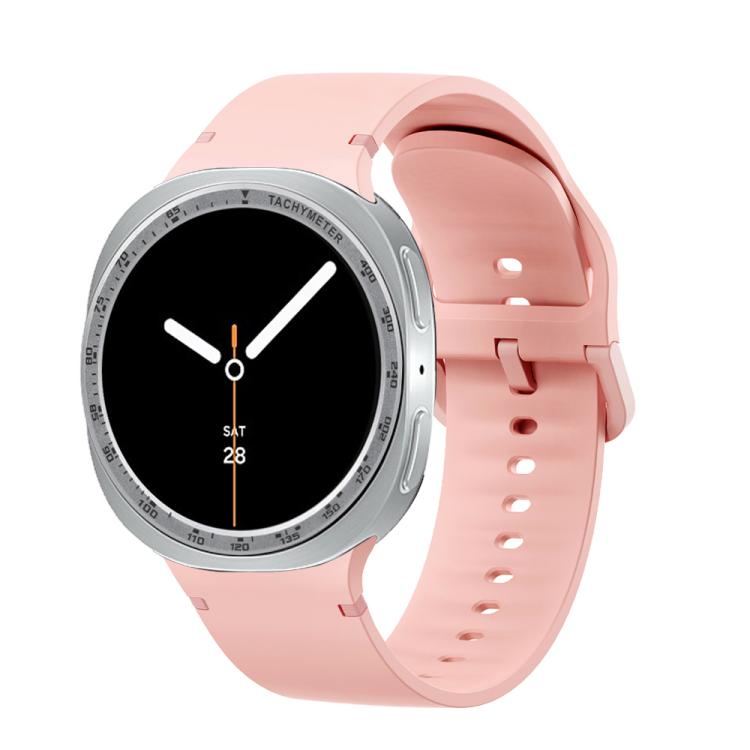 For Samsung Galaxy Watch8 44mm Speed Bezel and Solid Color Stitched Silicone Watch Band(Pink Silver) - free shipping - PMC TechLife - Order now!
