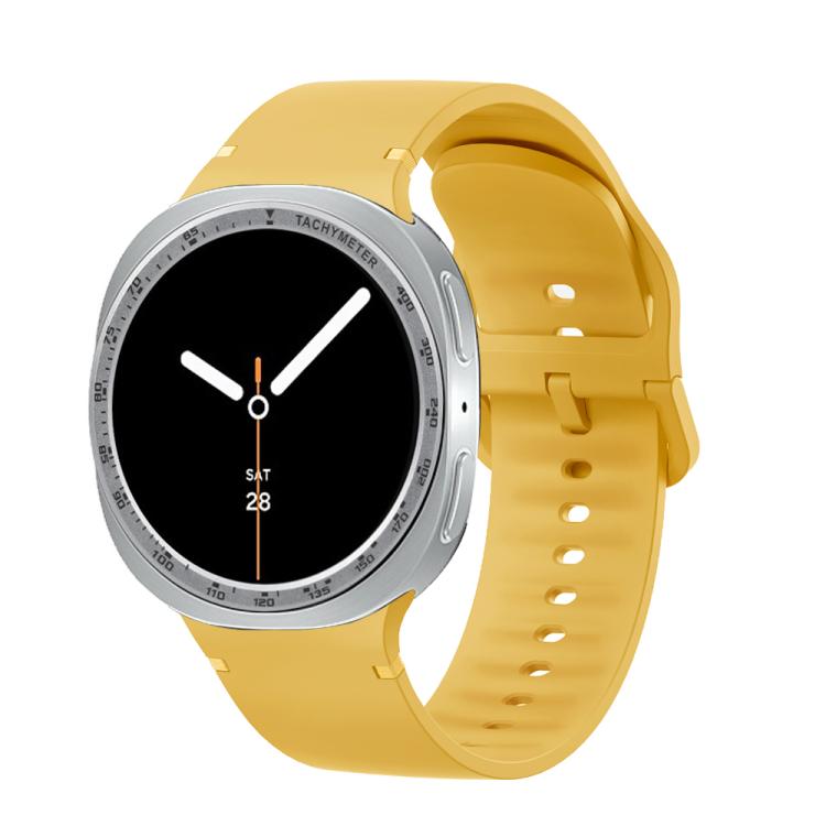 For Samsung Galaxy Watch8 44mm Speed Bezel and Solid Color Stitched Silicone Watch Band(Official Yellow Silver) - free shipping - PMC TechLife - Order now!