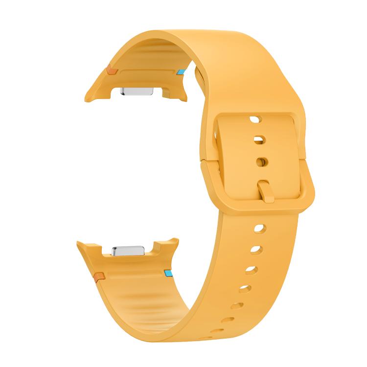 For Samsung Galaxy Watch8 44mm Speed Bezel and Solid Color Stitched Silicone Watch Band(Official Yellow Silver) - free shipping - PMC TechLife - Order now!