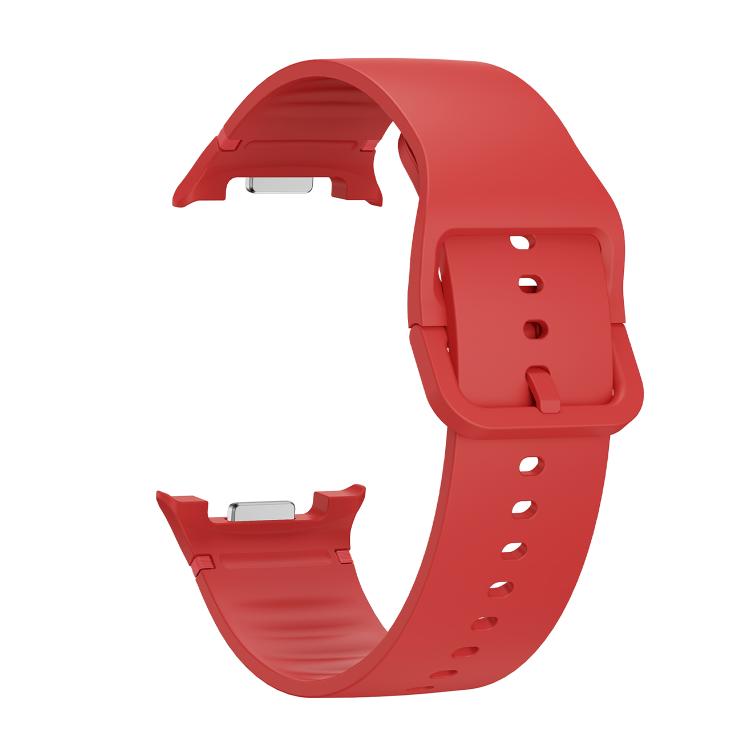 For Samsung Galaxy Watch8 44mm Speed Bezel and Solid Color Stitched Silicone Watch Band(Red Silver) - free shipping - PMC TechLife - Order now!