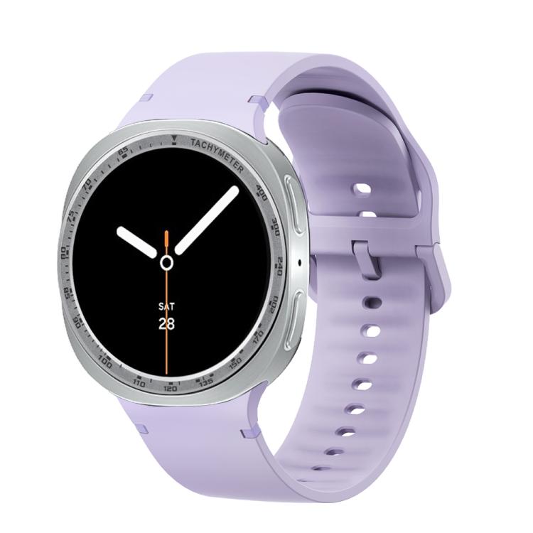 For Samsung Galaxy Watch8 44mm Speed Bezel and Solid Color Stitched Silicone Watch Band(Official Purple Silver) - free shipping - PMC TechLife - Order now!