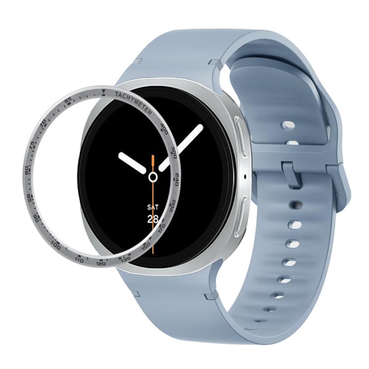 For Samsung Galaxy Watch8 44mm Speed Bezel and Solid Color Stitched Silicone Watch Band(Jewel Blue Silver) - free shipping - PMC TechLife - Order now!