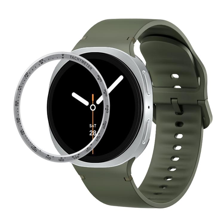 For Samsung Galaxy Watch8 44mm Speed Bezel and Solid Color Stitched Silicone Watch Band(Army Green Silver) - free shipping - PMC TechLife - Order now!