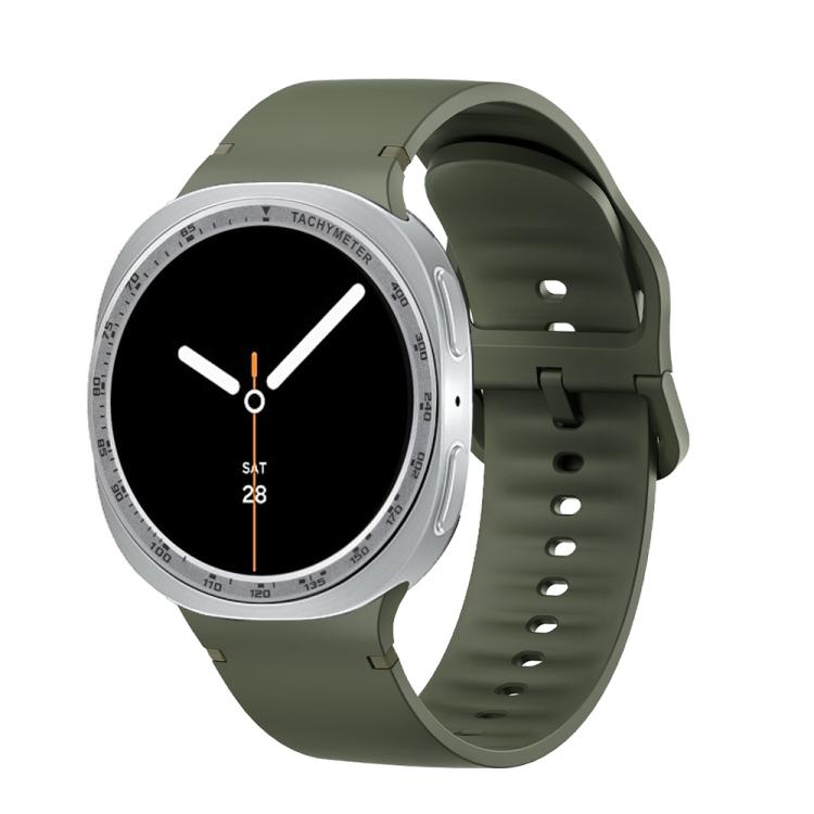 For Samsung Galaxy Watch8 44mm Speed Bezel and Solid Color Stitched Silicone Watch Band(Army Green Silver) - free shipping - PMC TechLife - Order now!