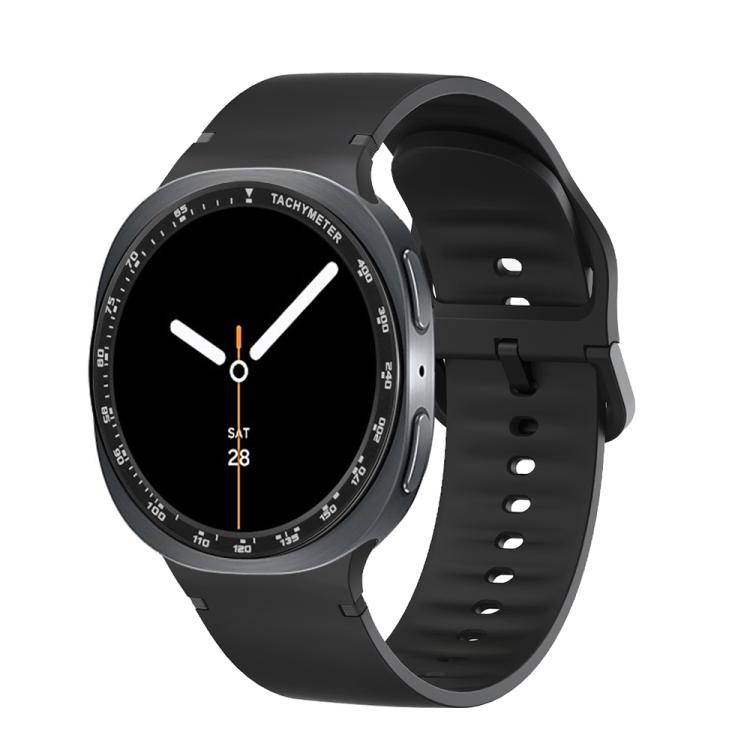 For Samsung Galaxy Watch8 44mm Speed Bezel and Solid Color Stitched Silicone Watch Band(Black Black) - free shipping - PMC TechLife - Order now!