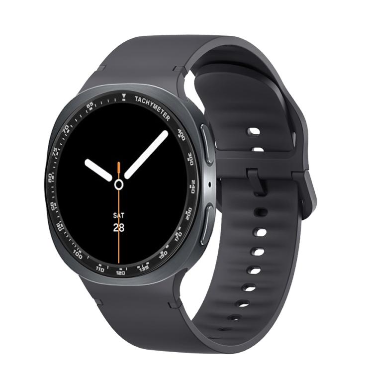 For Samsung Galaxy Watch8 44mm Speed Bezel and Solid Color Stitched Silicone Watch Band(Dark Gray Black) - free shipping - PMC TechLife - Order now!