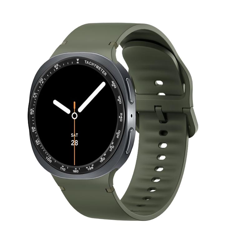 For Samsung Galaxy Watch8 44mm Speed Bezel and Solid Color Stitched Silicone Watch Band(Army Green Black) - free shipping - PMC TechLife - Order now!