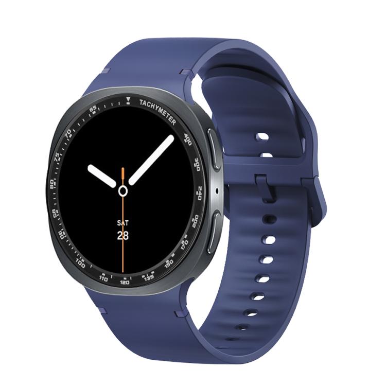 For Samsung Galaxy Watch8 44mm Speed Bezel and Solid Color Stitched Silicone Watch Band(Midnight Blue Black) - free shipping - PMC TechLife - Order now!