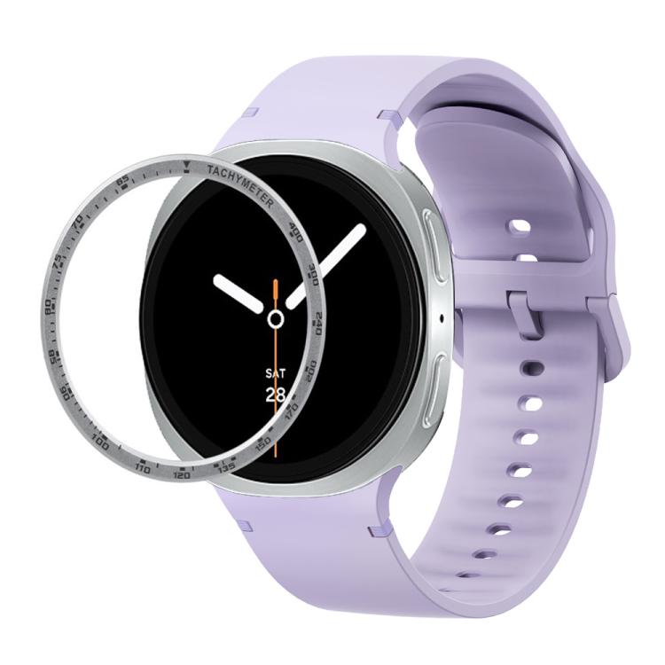 For Samsung Galaxy Watch8 40mm Speed Bezel and Solid Color Stitched Silicone Watch Band(Official Purple Silver) - free shipping - PMC TechLife - Order now!