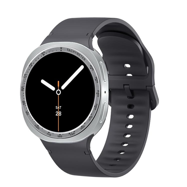For Samsung Galaxy Watch8 40mm Speed Bezel and Solid Color Stitched Silicone Watch Band(Dark Gray Silver) - free shipping - PMC TechLife - Order now!
