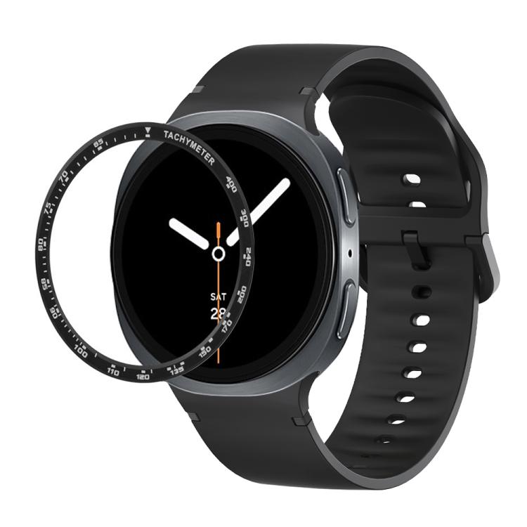 For Samsung Galaxy Watch8 40mm Speed Bezel and Solid Color Stitched Silicone Watch Band(Black Black) - free shipping - PMC TechLife - Order now!