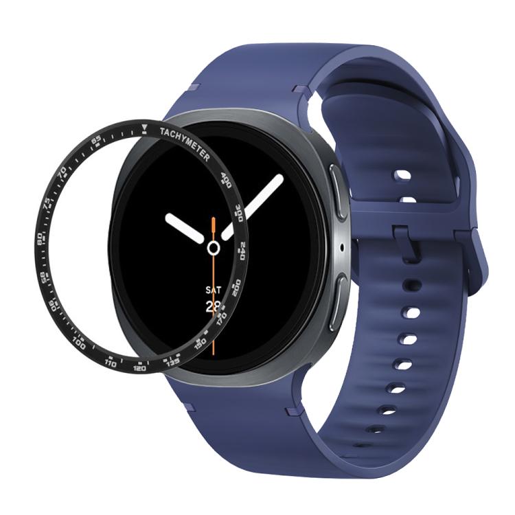 For Samsung Galaxy Watch8 40mm Speed Bezel and Solid Color Stitched Silicone Watch Band(Midnight Blue Black) - free shipping - PMC TechLife - Order now!