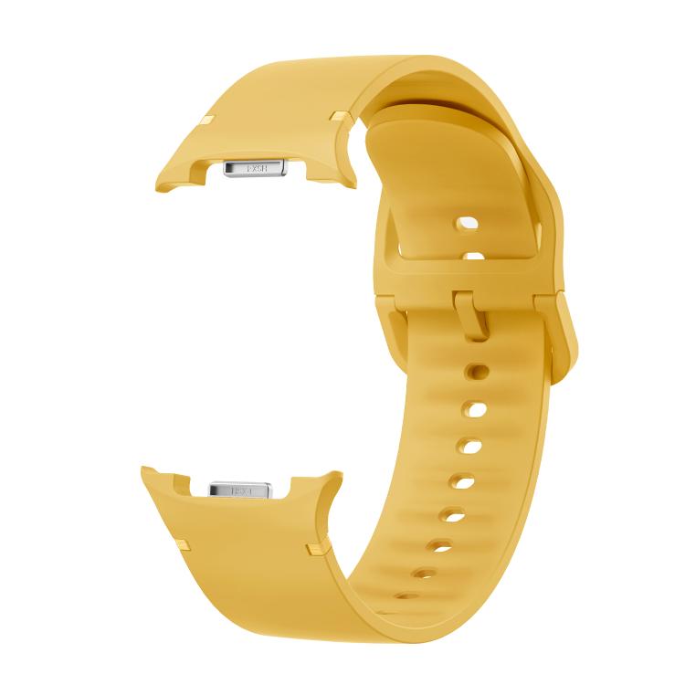 For Samsung Galaxy Watch8 44mm Diamond Bezel and Solid Color Stitched Silicone Watch Band(Official Yellow Silver) - free shipping - PMC TechLife - Order now!