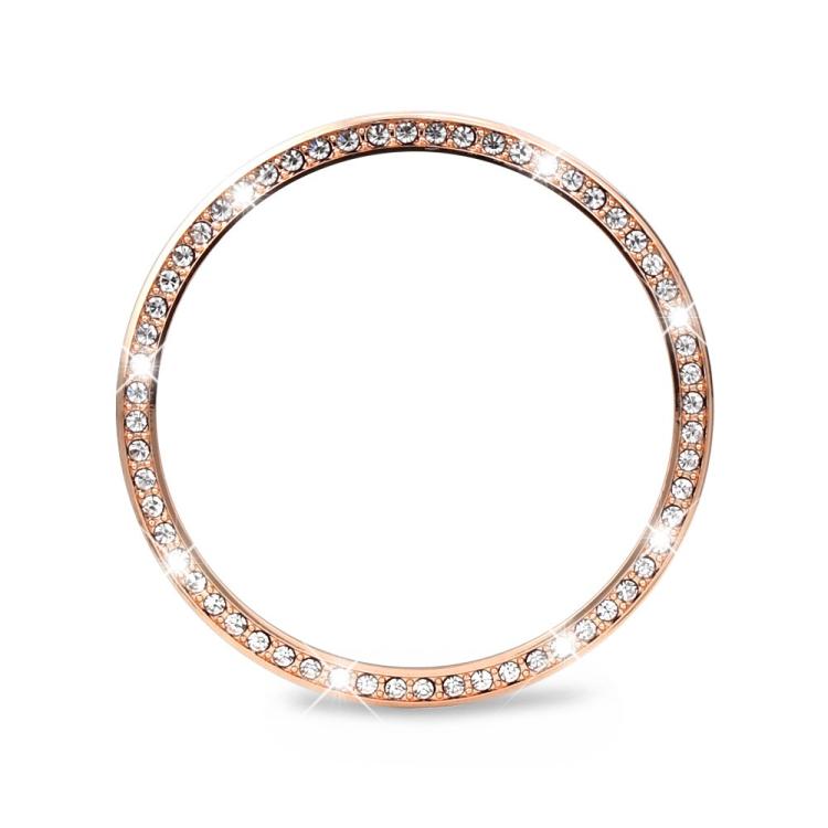 For Samsung Galaxy Watch8 44mm Diamond Bezel and Solid Color Stitched Silicone Watch Band(Pink Rose Gold) - free shipping - PMC TechLife - Order now!