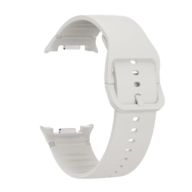 For Samsung Galaxy Watch8 44mm Rhombic Texture Bezel and Solid Color Stitched Silicone Watch Band(Lime White Silver) - free shipping - PMC TechLife - Order now!