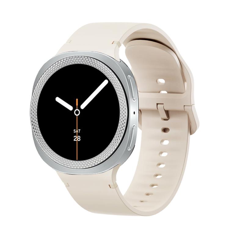 For Samsung Galaxy Watch8 40mm Rhombic Texture Bezel and Solid Color Stitched Silicone Watch Band(Starlight Silver) - free shipping - PMC TechLife - Order now!