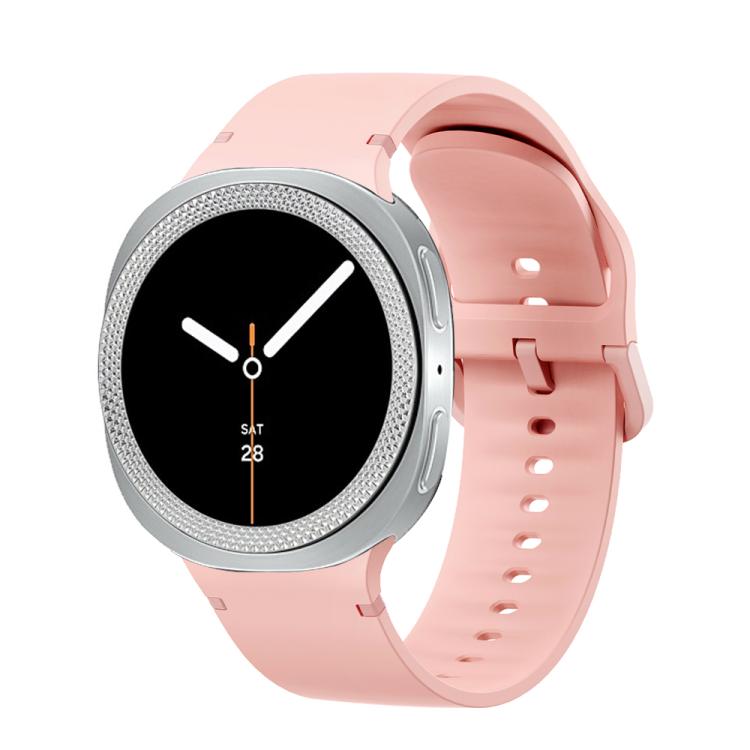 For Samsung Galaxy Watch8 40mm Rhombic Texture Bezel and Solid Color Stitched Silicone Watch Band(Pink Silver) - free shipping - PMC TechLife - Order now!