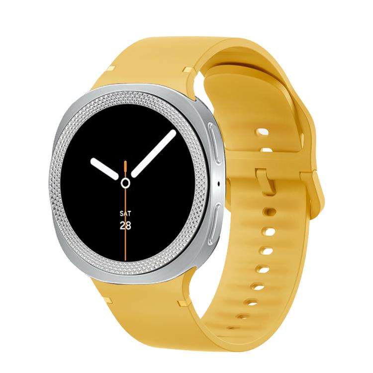 For Samsung Galaxy Watch8 40mm Rhombic Texture Bezel and Solid Color Stitched Silicone Watch Band(Official Yellow Silver) - free shipping - PMC TechLife - Order now!